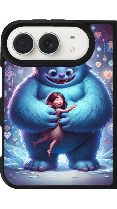 Coque iPhone Duo - Silicone rigide noir Valentine 2024 Fluffy Love