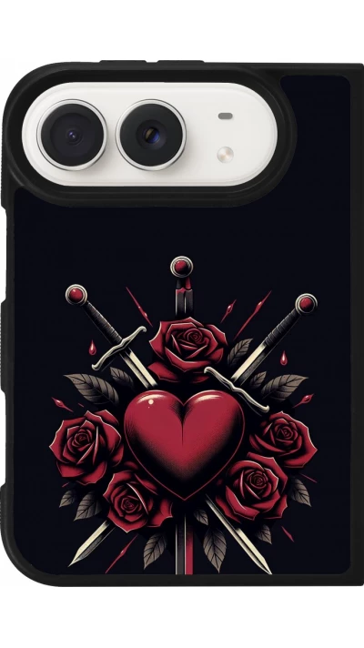 Coque iPhone Duo - Silicone rigide noir Valentine 2024 gothic love