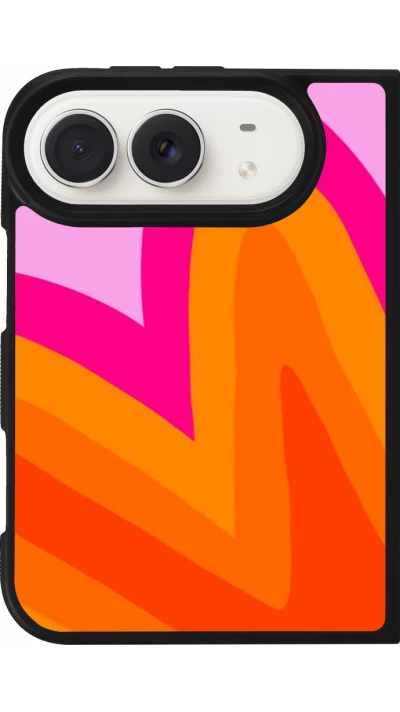 Coque iPhone Duo - Silicone rigide noir Valentine 2024 heart gradient