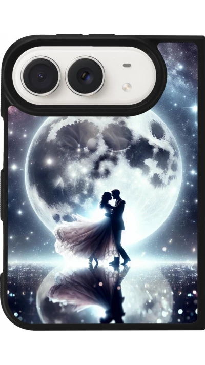 Coque iPhone Duo - Silicone rigide noir Valentine 2024 Love under the moon