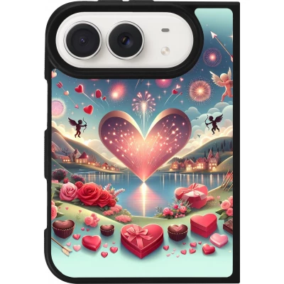 Coque iPhone Duo - Silicone rigide noir Valentine 2025 Chic