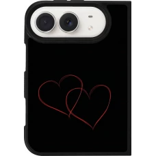 Coque iPhone Duo - Silicone rigide noir Valentine 2023 attached heart