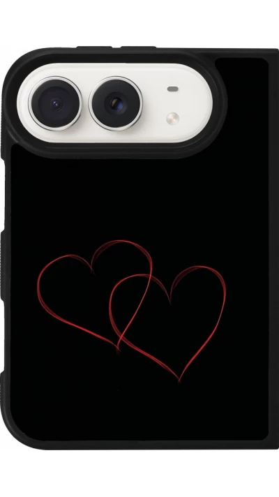 Coque iPhone Duo - Silicone rigide noir Valentine 2023 attached heart