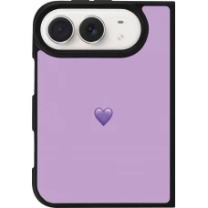 Coque iPhone Duo - Silicone rigide noir Valentine 2023 purpule single heart