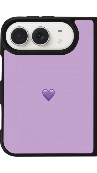 Coque iPhone Duo - Silicone rigide noir Valentine 2023 purpule single heart