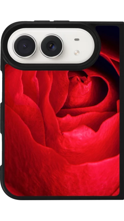 Coque iPhone Duo - Silicone rigide noir Valentine 2022 Rose