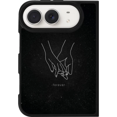 Coque iPhone Duo - Silicone rigide noir Valentine 2023 hands forever