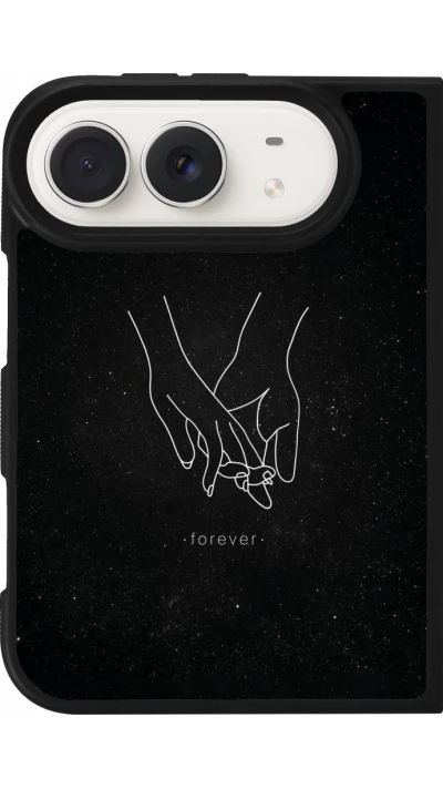 Coque iPhone Duo - Silicone rigide noir Valentine 2023 hands forever