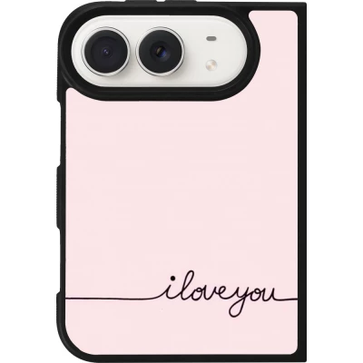 Coque iPhone Duo - Silicone rigide noir Valentine 2023 i love you writing