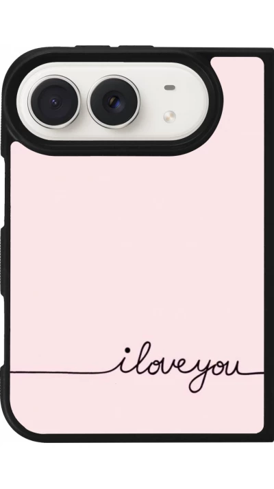 Coque iPhone Duo - Silicone rigide noir Valentine 2023 i love you writing