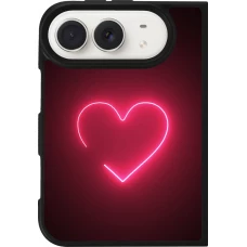 Coque iPhone Duo - Silicone rigide noir Valentine 2023 single neon heart