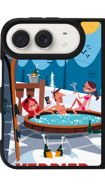 Coque iPhone Duo - Silicone rigide noir Verbier Mountain Jacuzzi