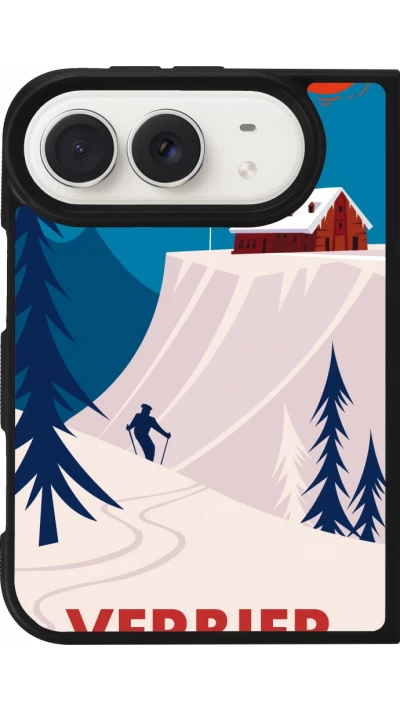 Coque iPhone Duo - Silicone rigide noir Verbier Cabane Mont-Fort