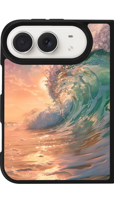 Coque iPhone Duo - Silicone rigide noir Wave Sunset