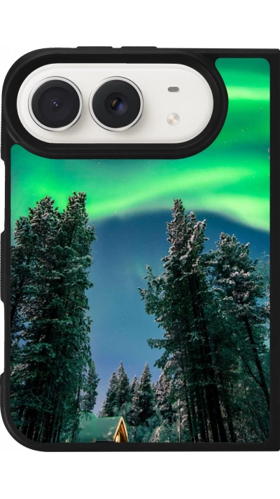 Coque iPhone Duo - Silicone rigide noir Winter 22 Northern Lights