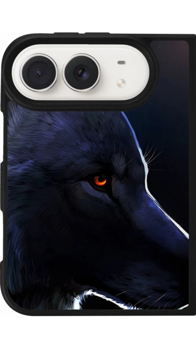 Coque iPhone Duo - Silicone rigide noir Wolf Shape