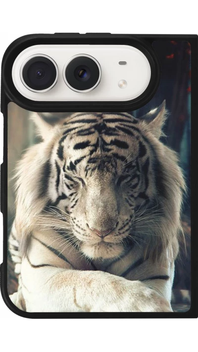 Coque iPhone Duo - Silicone rigide noir Zen Tiger