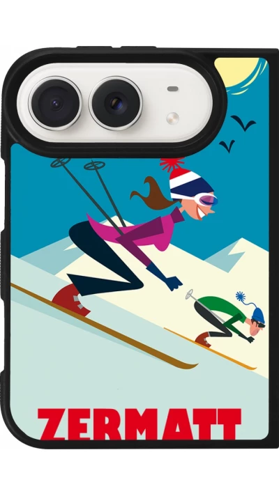 Coque iPhone Duo - Silicone rigide noir Zermatt Ski Downhill