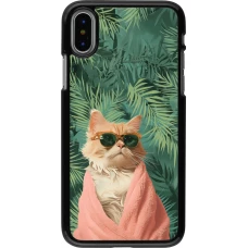 Coque iPhone X / Xs - Cat Summer Palms