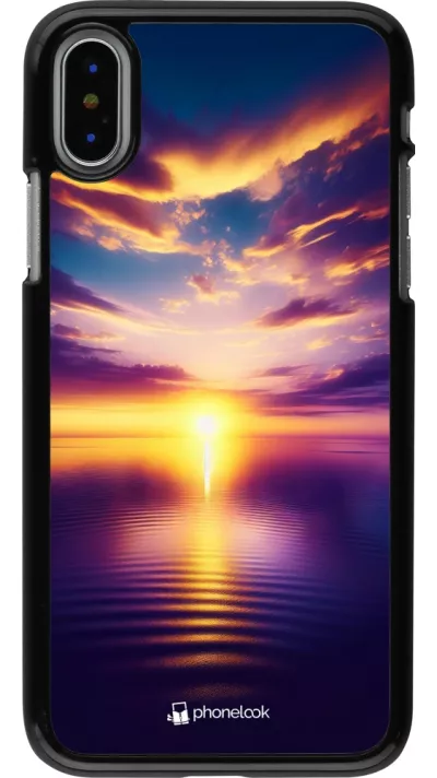 iPhone X / Xs Case Hülle - Sonnenuntergang gelb violett