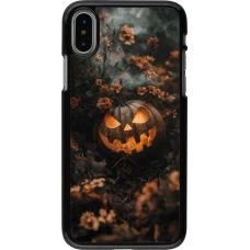 iPhone X / Xs Case Hülle - Halloween 2025 Pumpkin with flowers