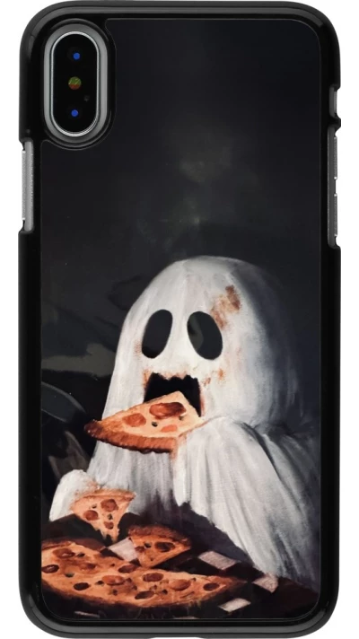 iPhone X / Xs Case Hülle - Halloween 2026 Ghost eating pizza