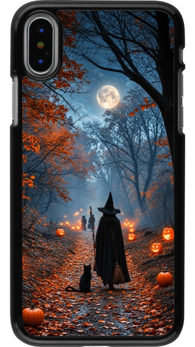 iPhone X / Xs Case Hülle - Halloween 2026 Witch with a cat