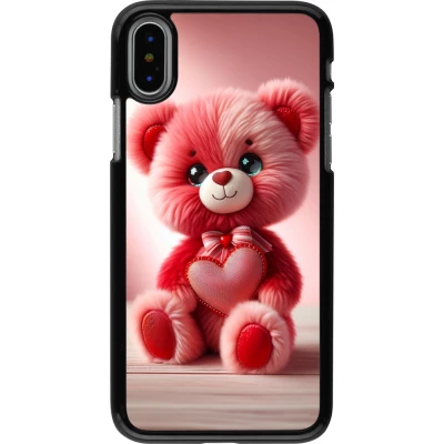 iPhone X / Xs Case Hülle - Valentin 2024 Rosaroter Teddybär