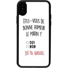 Coque iPhone X / Xs - Silicone rigide noir Bonne humeur matin