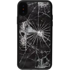 Hülle iPhone X / Xs - Silikon schwarz Broken Screen