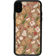 iPhone X / Xs Case Hülle - Silikon schwarz Christmas 25 Pattern Ginger Cookie