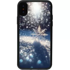 iPhone X / Xs Case Hülle - Silikon schwarz Schneeflocke Solar Glanz