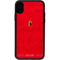 Coque iPhone X / Xs - Silicone rigide noir Maillot de football Belgique 2026 personnalisable