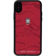 Coque iPhone X / Xs - Silicone rigide noir Maillot de football Corée du Sud 2026 personnalisable
