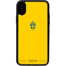 Coque iPhone X / Xs - Silicone rigide noir Maillot de football Suède 2026 personnalisable
