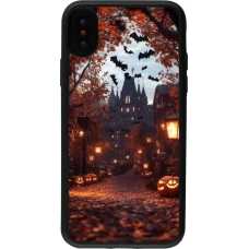 Coque iPhone X / Xs - Silicone rigide noir Halloween 2025 Haunted house