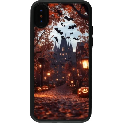 Coque iPhone X / Xs - Silicone rigide noir Halloween 2025 Haunted house