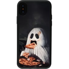 iPhone X / Xs Case Hülle - Silikon schwarz Halloween 2026 Ghost eating pizza