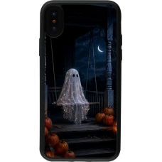 iPhone X / Xs Case Hülle - Silikon schwarz Halloween 2026 Ghost on a swing