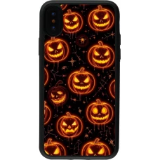 iPhone X / Xs Case Hülle - Silikon schwarz Halloween 2026 Pattern Pumpkins