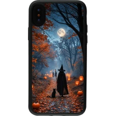 iPhone X / Xs Case Hülle - Silikon schwarz Halloween 2026 Witch with a cat