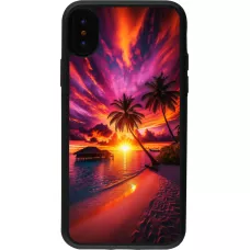 iPhone X / Xs Case Hülle - Silikon schwarz Malediven Abenddämmerung Glückseligkeit