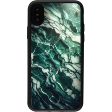 iPhone X / Xs Case Hülle - Silikon schwarz Majestätischer grüner Marmor