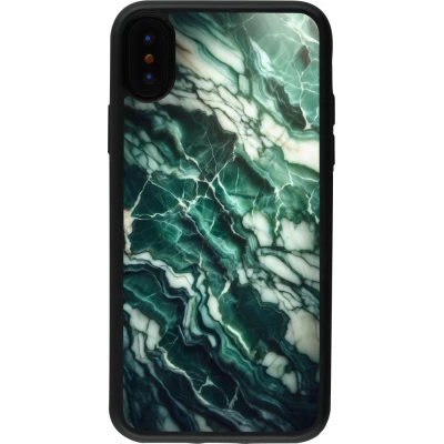 iPhone X / Xs Case Hülle - Silikon schwarz Majestätischer grüner Marmor