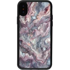 iPhone X / Xs Case Hülle - Silikon schwarz Violetter silberner Marmor