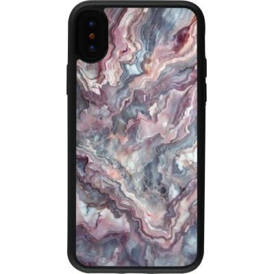 iPhone X / Xs Case Hülle - Silikon schwarz Violetter silberner Marmor