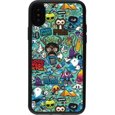 iPhone X / Xs Case Hülle - Silikon schwarz Mixed Cartoons Turquoise