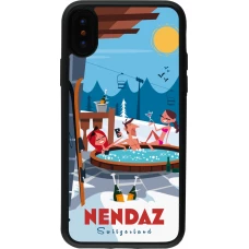 iPhone X / Xs Case Hülle - Silikon schwarz Nendaz Mountain Jacuzzi
