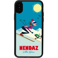iPhone X / Xs Case Hülle - Silikon schwarz Nendaz Ski Downhill