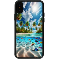 iPhone X / Xs Case Hülle - Silikon schwarz Strandparadies